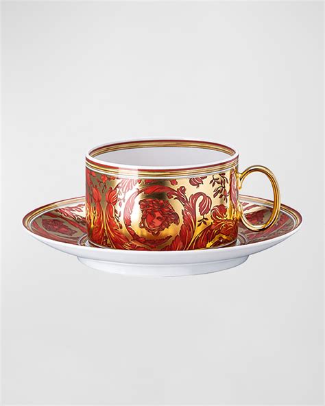 Versace Medusa Garland Red Tea Cup & Saucer, 7 oz.